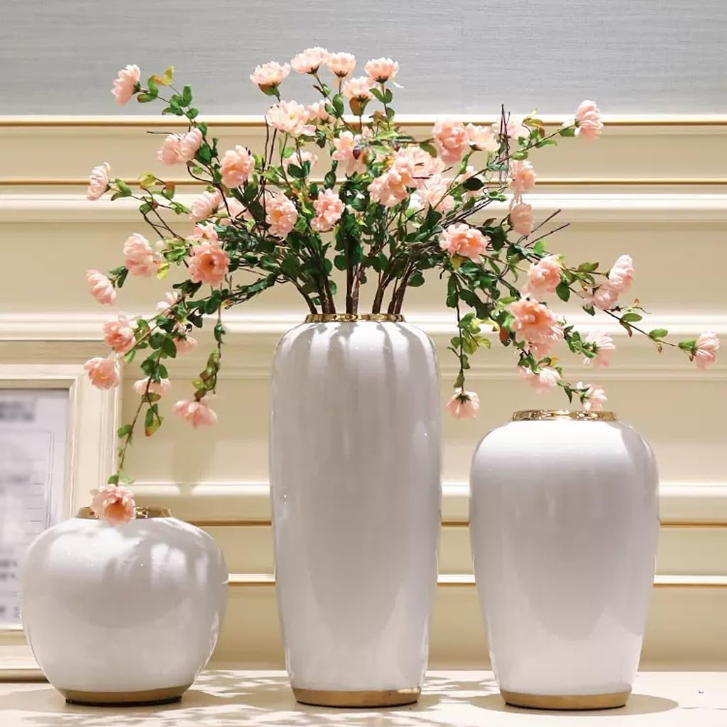 Vase à Fleurs Vase Rond en céramique, Meuble TV, Table à Manger, Maison, Salon, décoration de Fleurs séchées, Arrangement de Fleurs, Vase d'ornement Vases