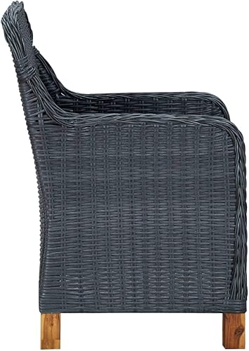 Miniatura 6 de Sillas de patio con cojines, 2 piezas, ratán de polietileno, gris oscuro, comedor, sillas de mesa para comedor, sillas para mesa de comedor, playa,