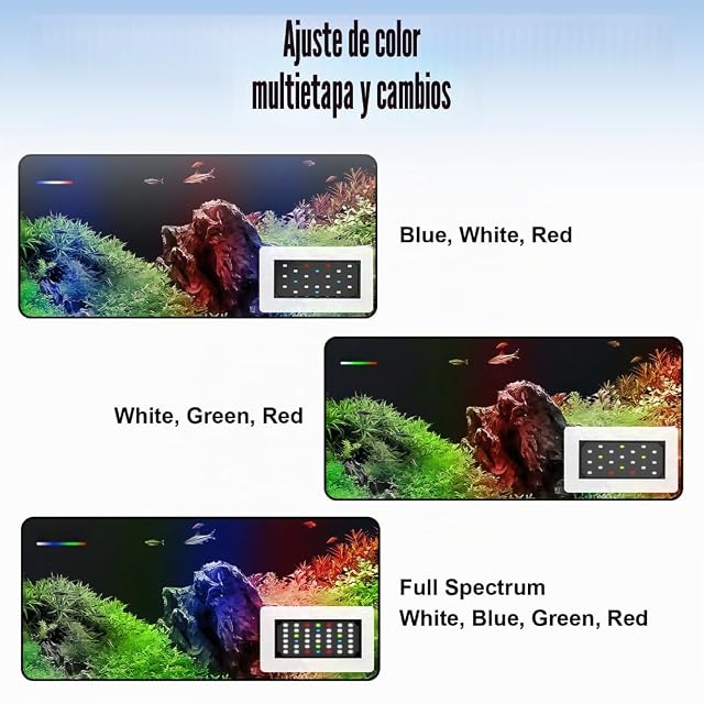 Foto 6 de 7 de DONGKER Lámpara para acuario, 1 unidad, con clip, espectro completo, 3 modos de iluminación