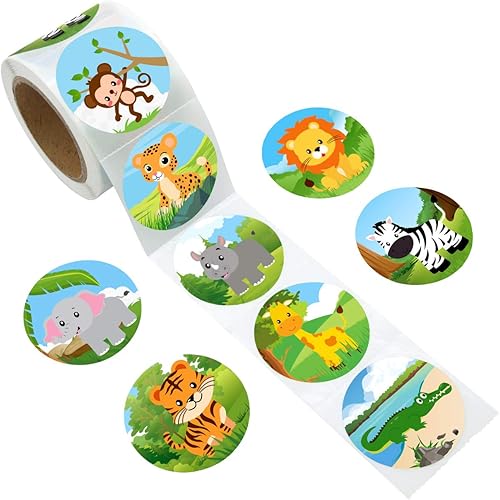 Miniatura 2 de Calcomanía de animales del zoológico de la selva para niños, etiquetas individuales de animales salvajes, calcomanías de safari para niños pequeños,