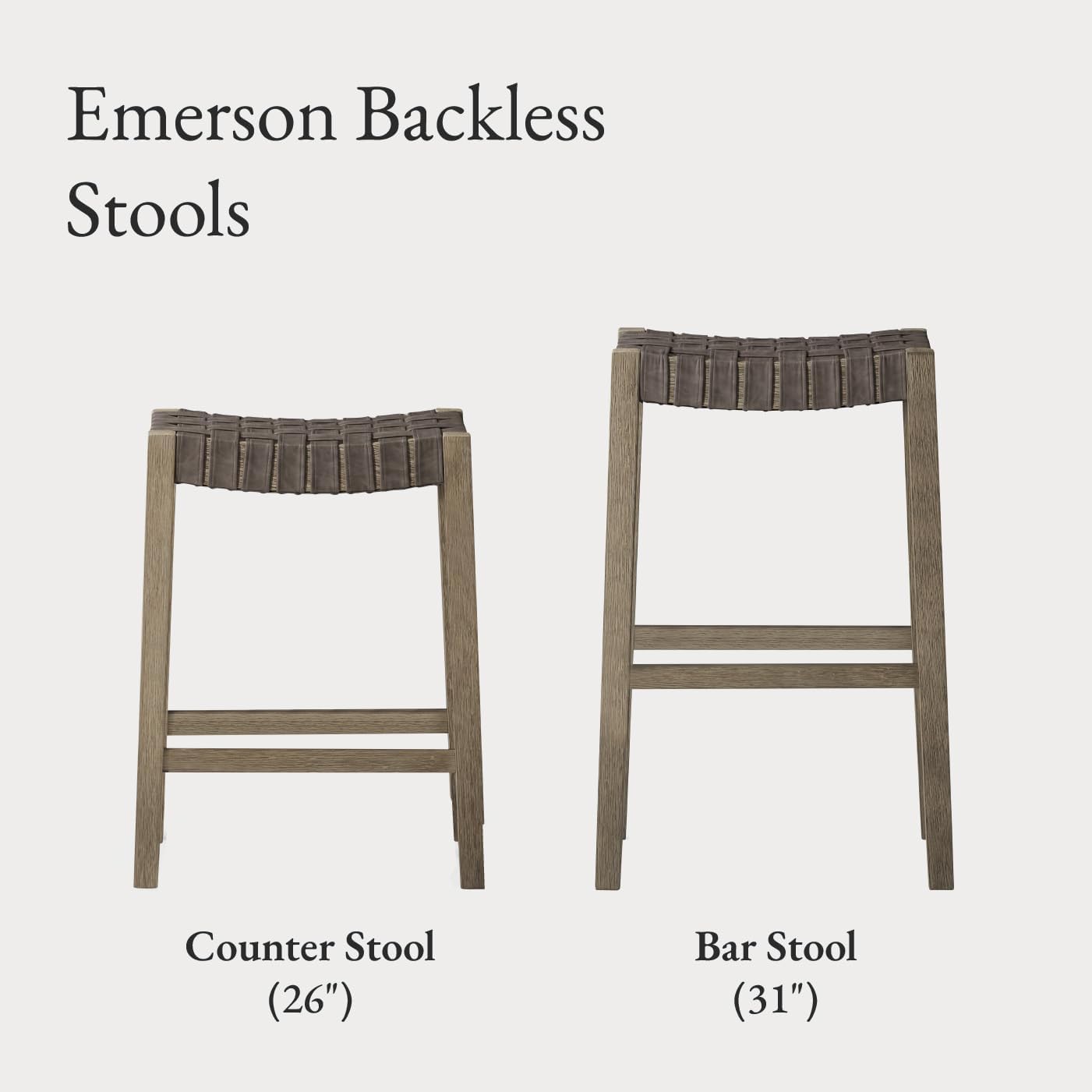 Maven Lane Emerson Bar Stool – 31 Inch – Rectangular Stool with Footrest – Grey Solid Wood & Grey Faux Leather Seat – Ideal for Pubs, Breakfast Bars & Tall Counters