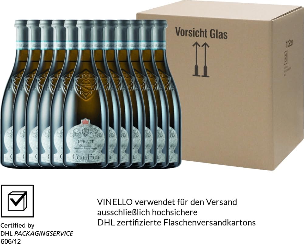 I Frati Lugana DOC von Cà dei Frati - Weißwein 12 x 0,75l VINELLO - 12er - Weinpaket inkl. kostenlosem VINELLO.weinausgießer