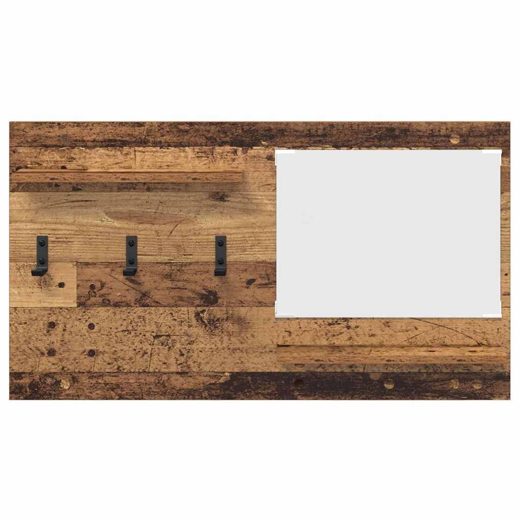 Wandmontierter Kleiderständer Altes Holz 90 x 10 x 50 cm Modernes Rechteckdesign mit Haken und Regalbrett für Flur Wohnzimmer und Schlafzimmer