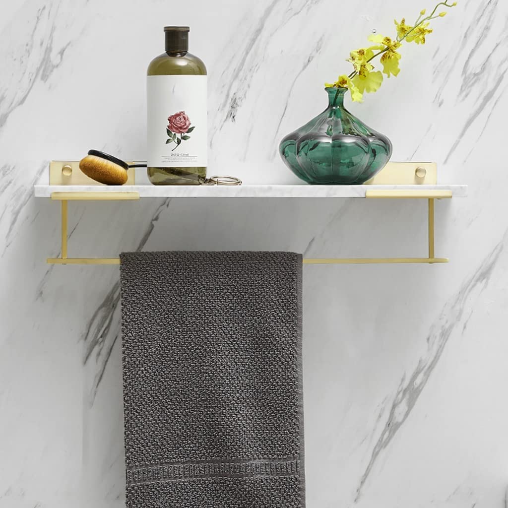 BAHELS Shower Caddy Light Luxury Marble Bathroom Shelf Golden Bath Towel Rack Wall-Mounted Bathroom Organizer Bathroom Organizer