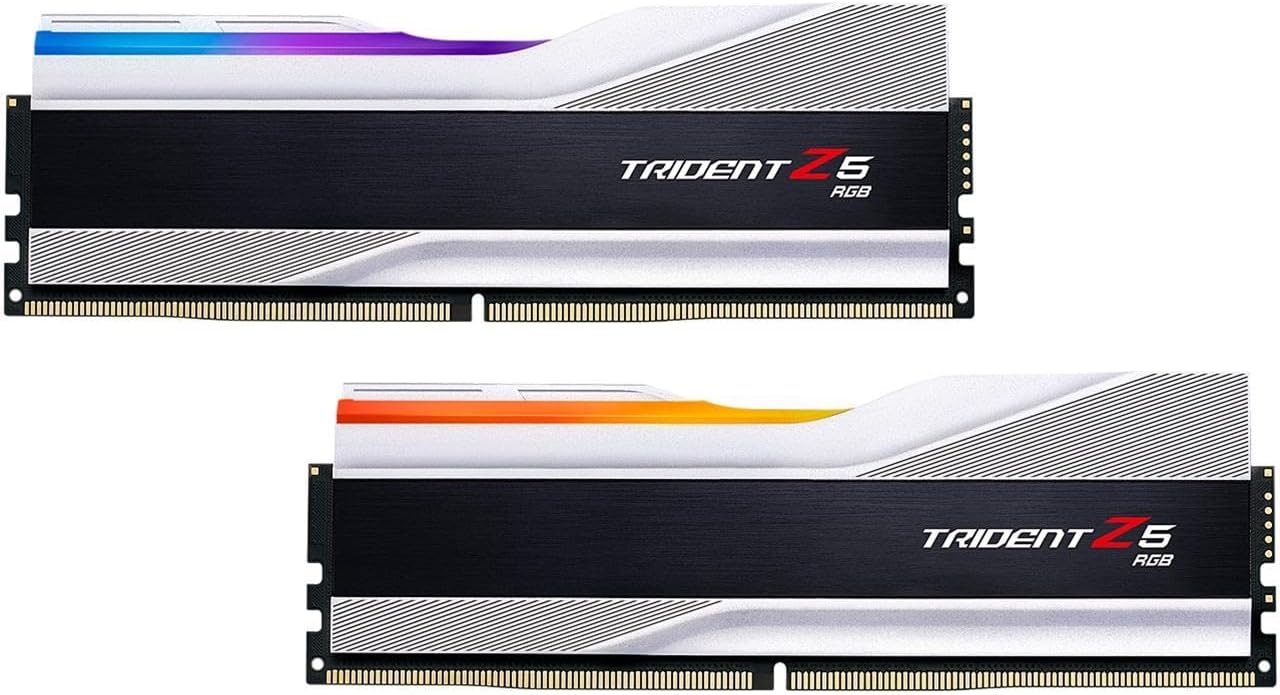 G.SKILL Trident Z5 RGB Series (Intel XMP 3.0) DDR5 RAM 48GB (2x24GB) 8000MT/s CL40-48-48-128 1.35V Desktop Computer Memory UDIMM - Metallic Silver (F5-8000J4048F24GX2-TZ5RS)