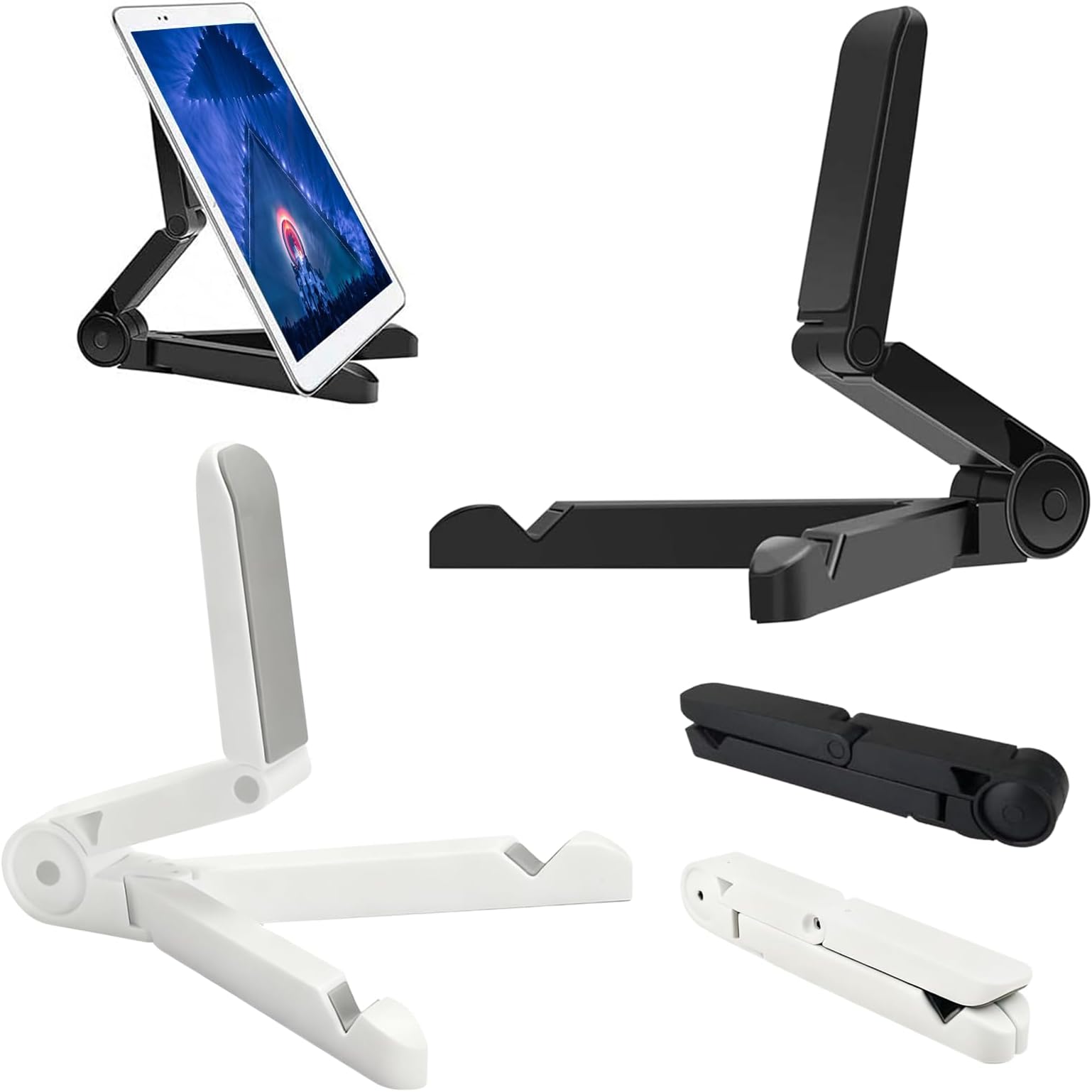 2 Pack Tablet Stand for Desk, Adjustable Tablet Stand - Compatible with 4-15.9" iPads, Surface Tablets, Portable Monitor, Kindle and More (Black and White)