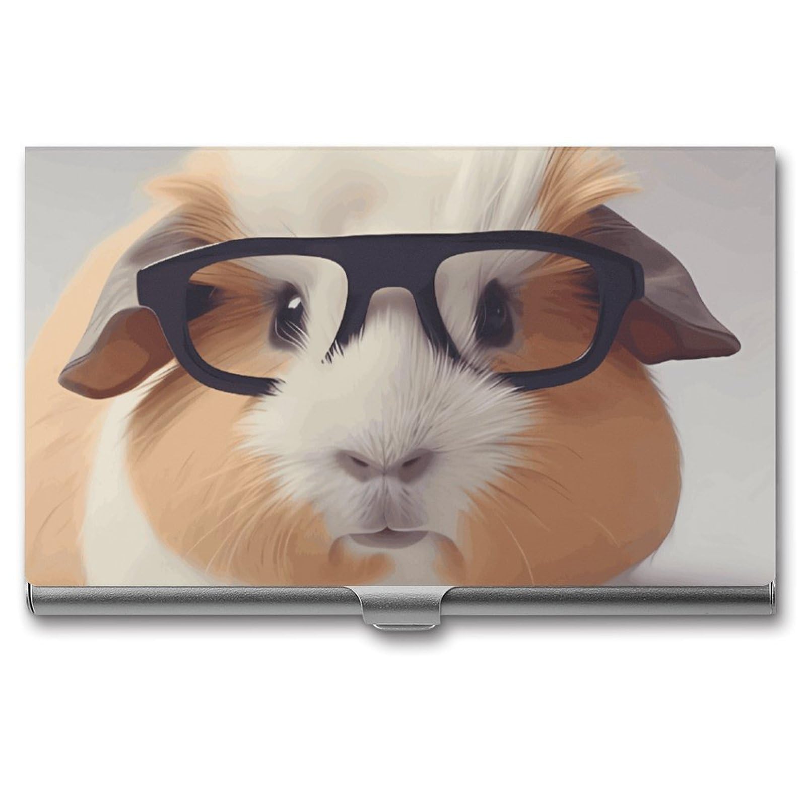 DWVTSLH Guinea Pig Business Card Holder, Slim Portable Metal Business Card Case Pocket Wallet Professional Name Cards Holder for 22-30 Cards, Credit Card ID Case/Holder for Men Women