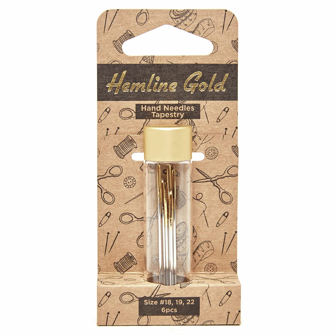 Hemline Gold Hand Sewing Needles: Premium: Tapestry: Sizes 18-22: 6 Pieces
