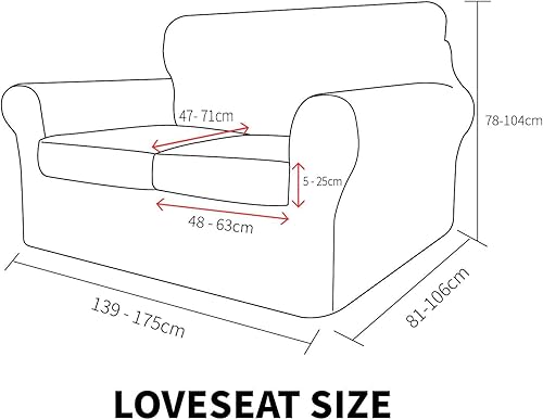 Miniatura 5 de MAXIJIN Fundas de sofá de 4 piezas para sofá de 3 cojines + fundas de sofá de 3 piezas para 2 cojines (caqui)