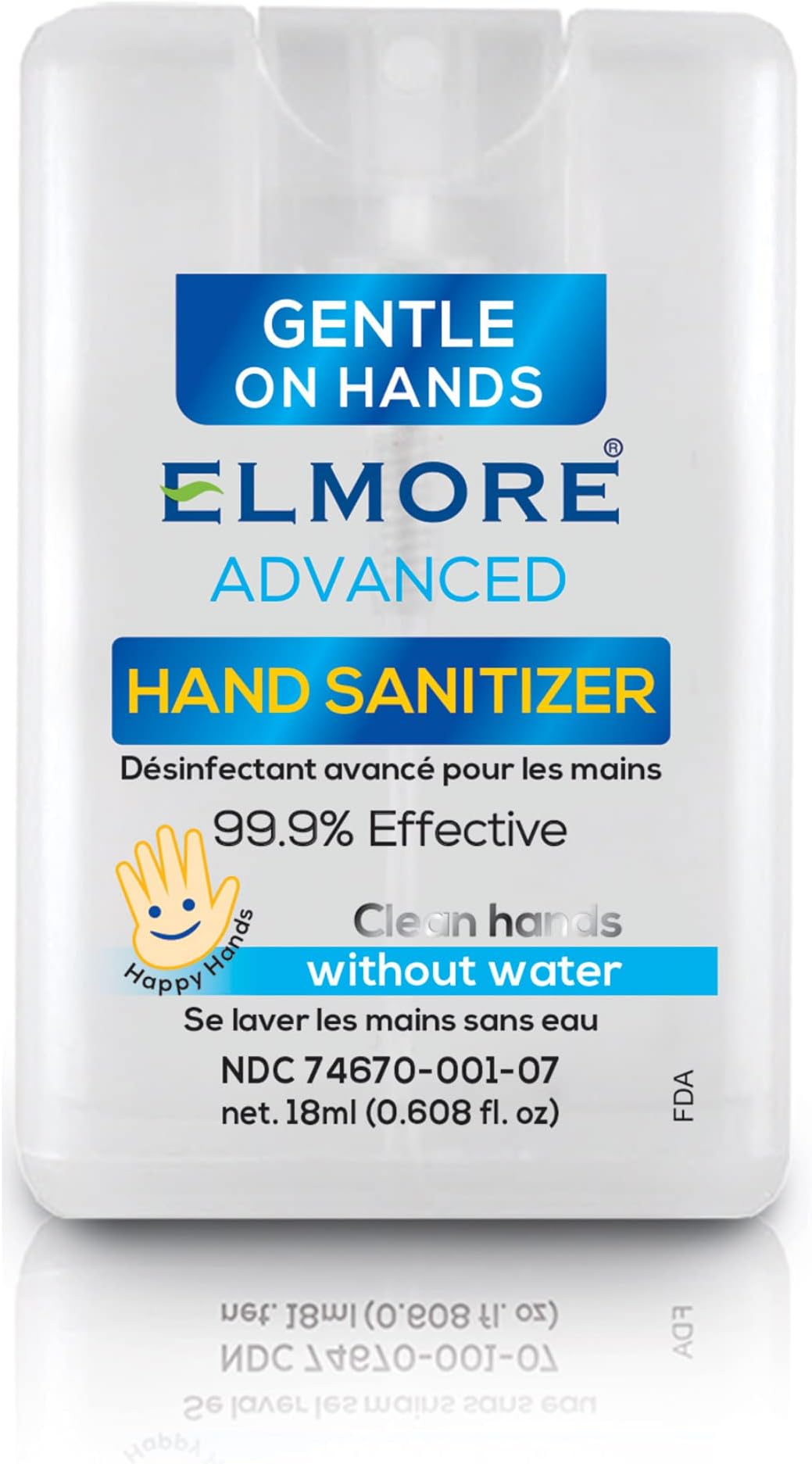 Elmore Hand Sanitizer Spray – (24 Pack) Flat Credit Card Shape 18ml – Advanced Germ Protection 99.9% Effective, Alcohol Antiseptic 70% Topical Solution, Handy Design