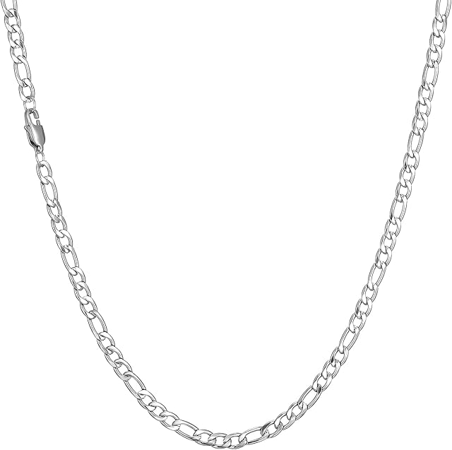 HSWYFCJY Silver Figaro Chain Men Chain Necklace Stainless Steel Mens Chains Jewelry Necklace Gifts