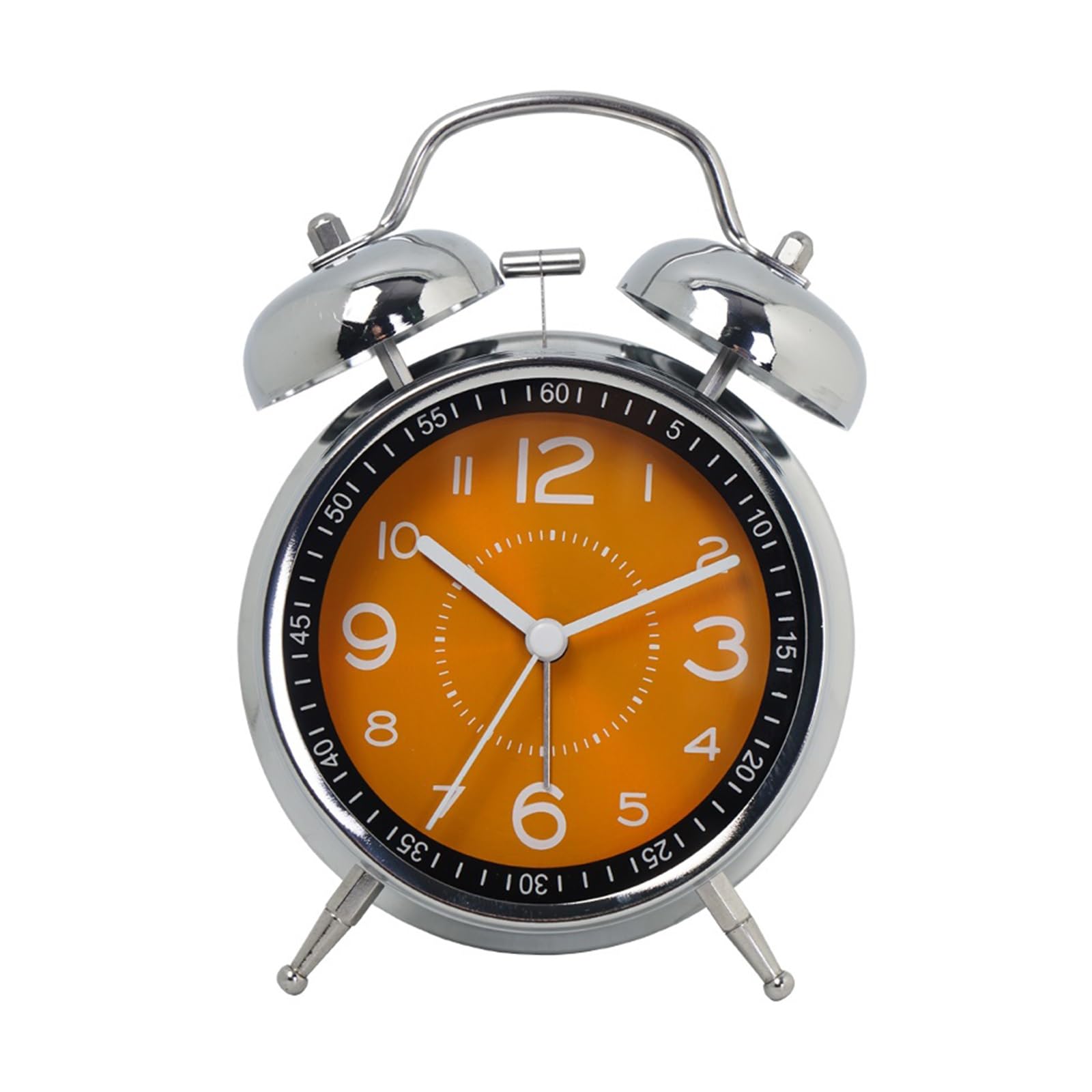 Horloge table silencieuse en art de fer, le réveil créatif au design orange
