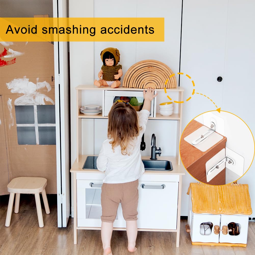 Anti-Basculement pour Meubles, 6 Paquets Adhésifs Dispositif Anti-Basculement de Meuble Sangles de Meubles Kit de Sécurité Anti-Basculement Meuble Protection des Enfants et des Animaux (6 Paquets)