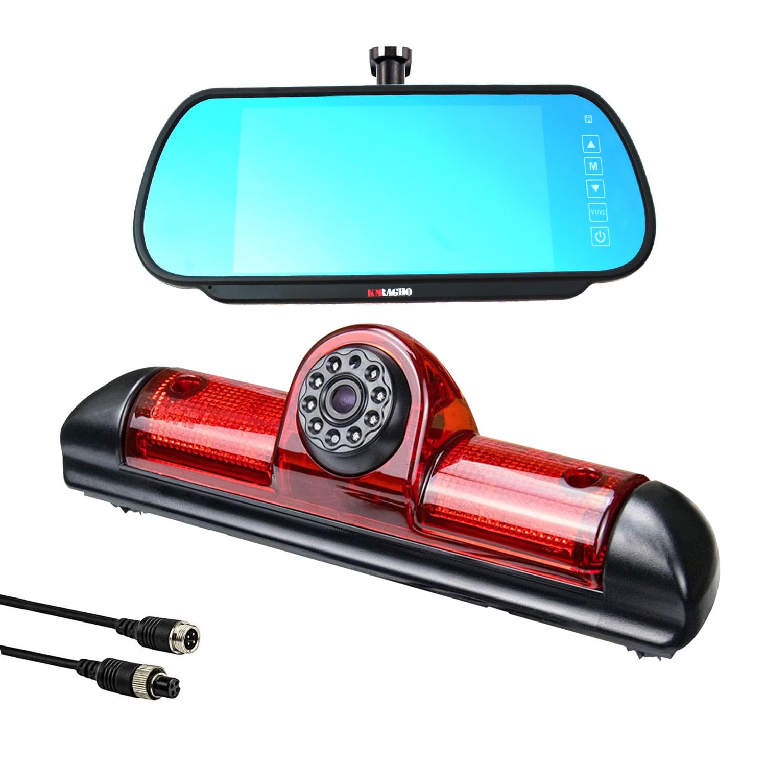 KNRAGHO Brake Light Reversing Camera for Citroen Jumper/Fiat Ducato X250 / Peugeot Boxer + 7.0 Inch Rearview Mirror Monitor TFT Screen Truck Car LCD Display E-Mark
