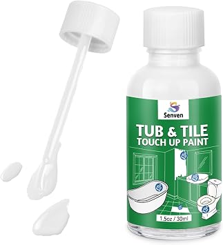 Tub Tile Gloss White Paint Touch Up Paint Kit for Bathtub Porcelain Repair Scratches Cracks Chips on Porcelain Acrylic Enamel Cast Iron Tiles Sinks Countertops Toilets Fiberglass White Gloss
