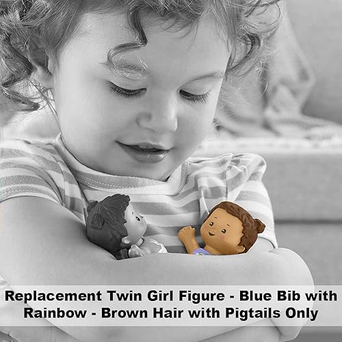 Miniatura 5 de Figura de repuesto para Fisher-Price Little People Snuggle Twins Playset - GKY44  Figura de bebé  Babero con arco iris y coletas