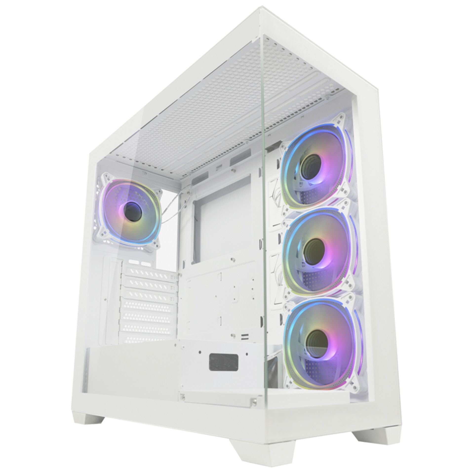 LC-Power Gaming 715W Seamless Pale X Midi-Tower ATX Gaming Case, con 4 ventole ARGB da 120 mm, pannello I/O, software di scheda madre RGB, vetro frontale e laterale in vetro temperato (bianco)