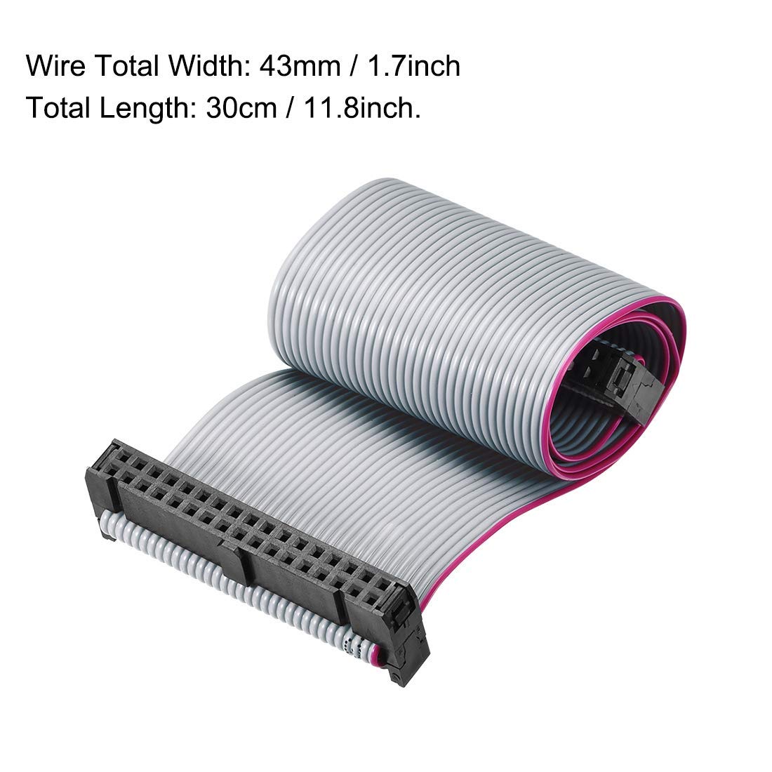N/A IDC Wire Flat Ribbon Cavo FC/FC Connector A-Type 34Pin 2.54mm Pitch 30cm Length Grey