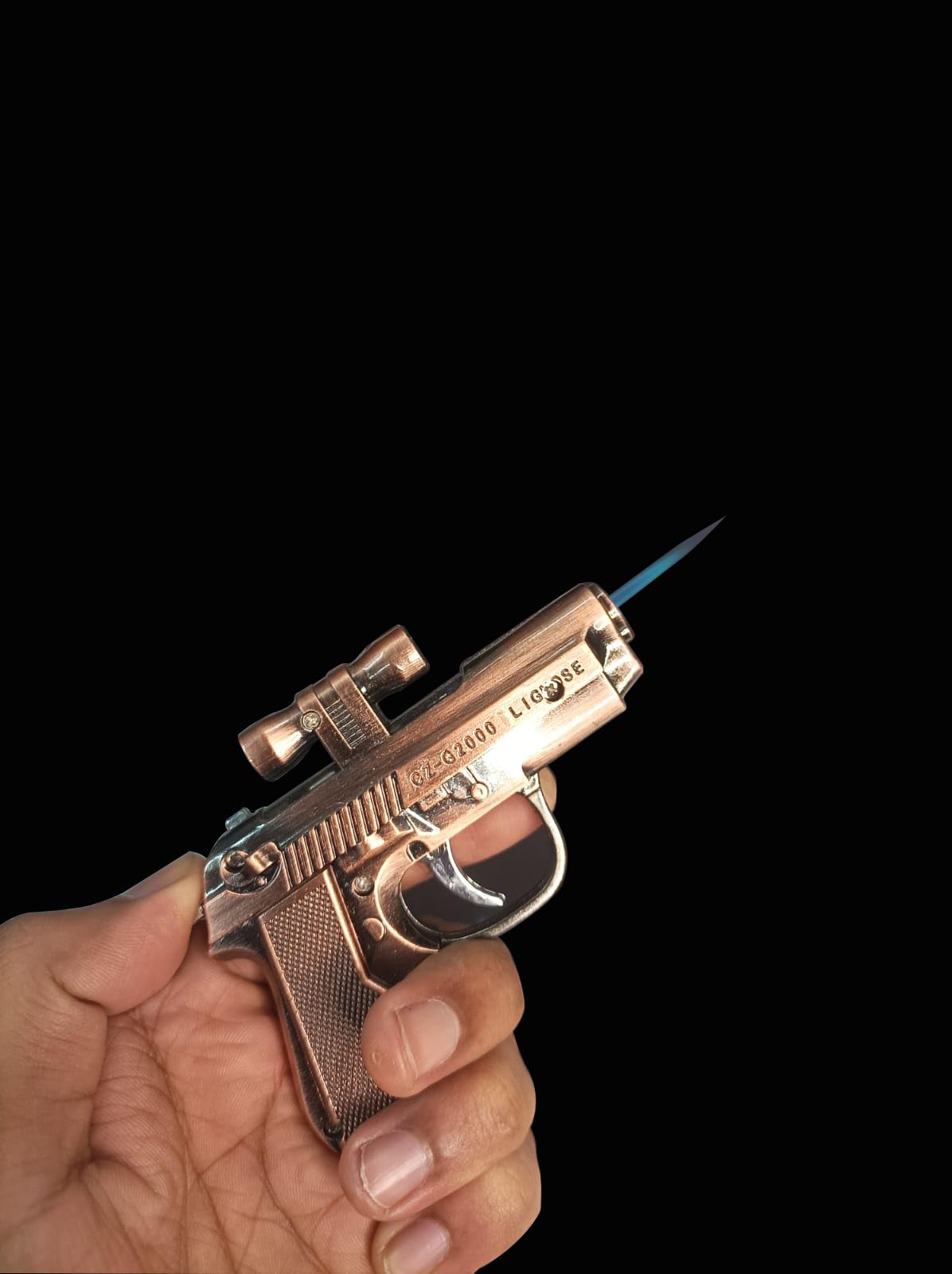 Alkey Gun-Shaped Lighter with Red LED Scope – Premium Jet Flame Lighter for Smokers, Outdoor Use, and Collectors – Unique Design with Red LED Light for Precision Lighting-picture-43