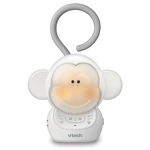 VTech BC8211 Myla The Monkey Baby - Chupete de dormir con una máquina de sonido de ruido blanco con 5 sonidos ambientales suaves 5 melodías