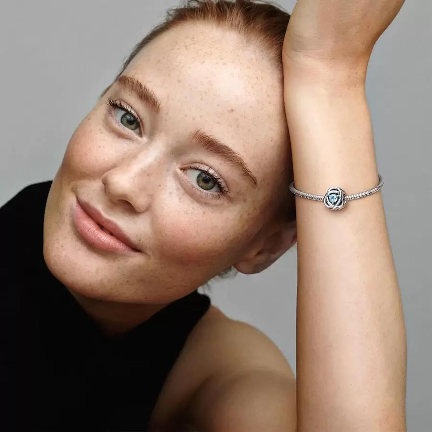 PANDORA True Red Eternity Circle Charm - Compatible Moments - Gift for Her - Made with Sterling Silver and Man-made Crystals - with Gift Box