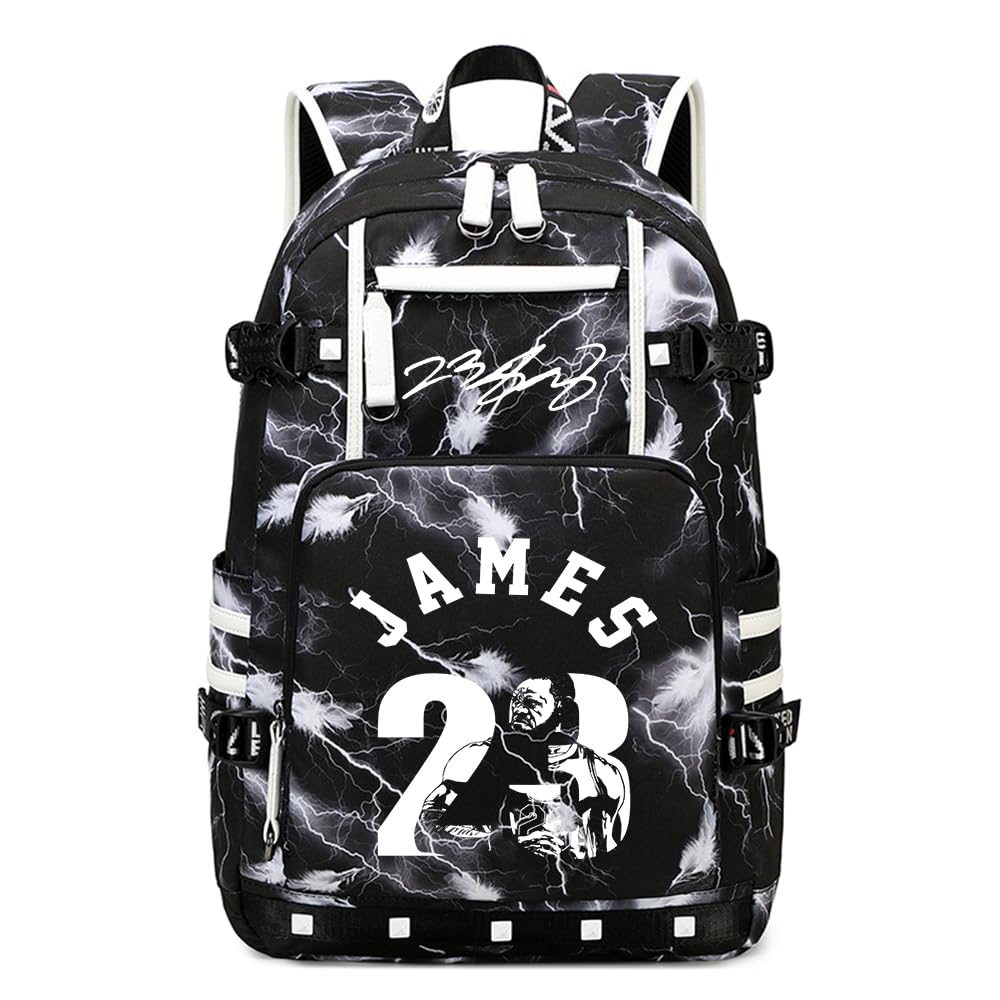 buluuoor Basketball Player 23 Student Backpack Men And Women Laptop Backpack Ultra-Light Travel Bag Schoolbag (Black and White1)