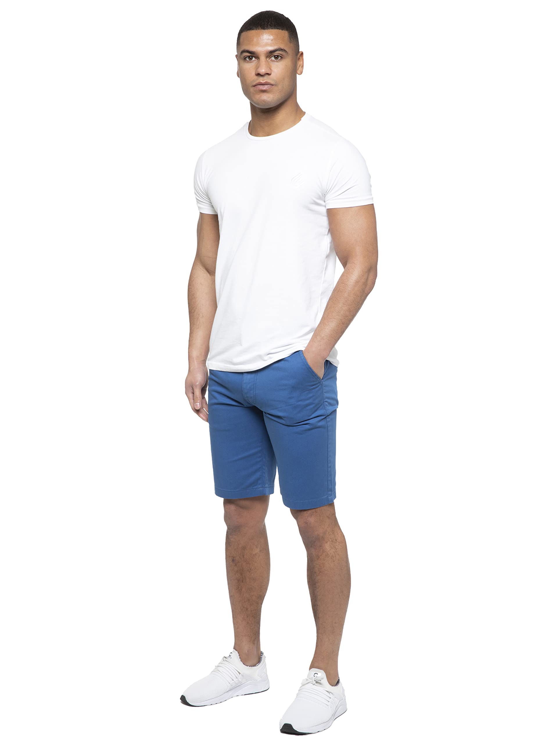 989Zé Enzo Men's Royal Blue Shorts Cotton Chino Pants Summer Casual Smart Ezs429 Royal 34