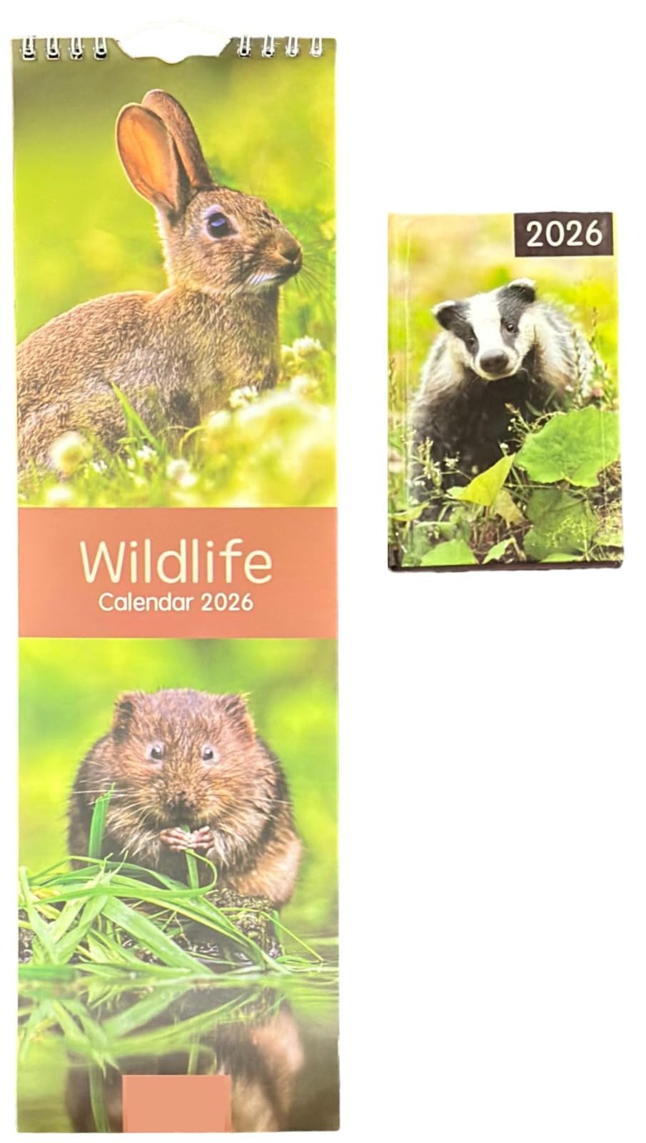 PSO 2026 Super Slim Month to View Spiral Bound Hanging Wall Calendar + Pocket Diary Home Office (Wildlife)