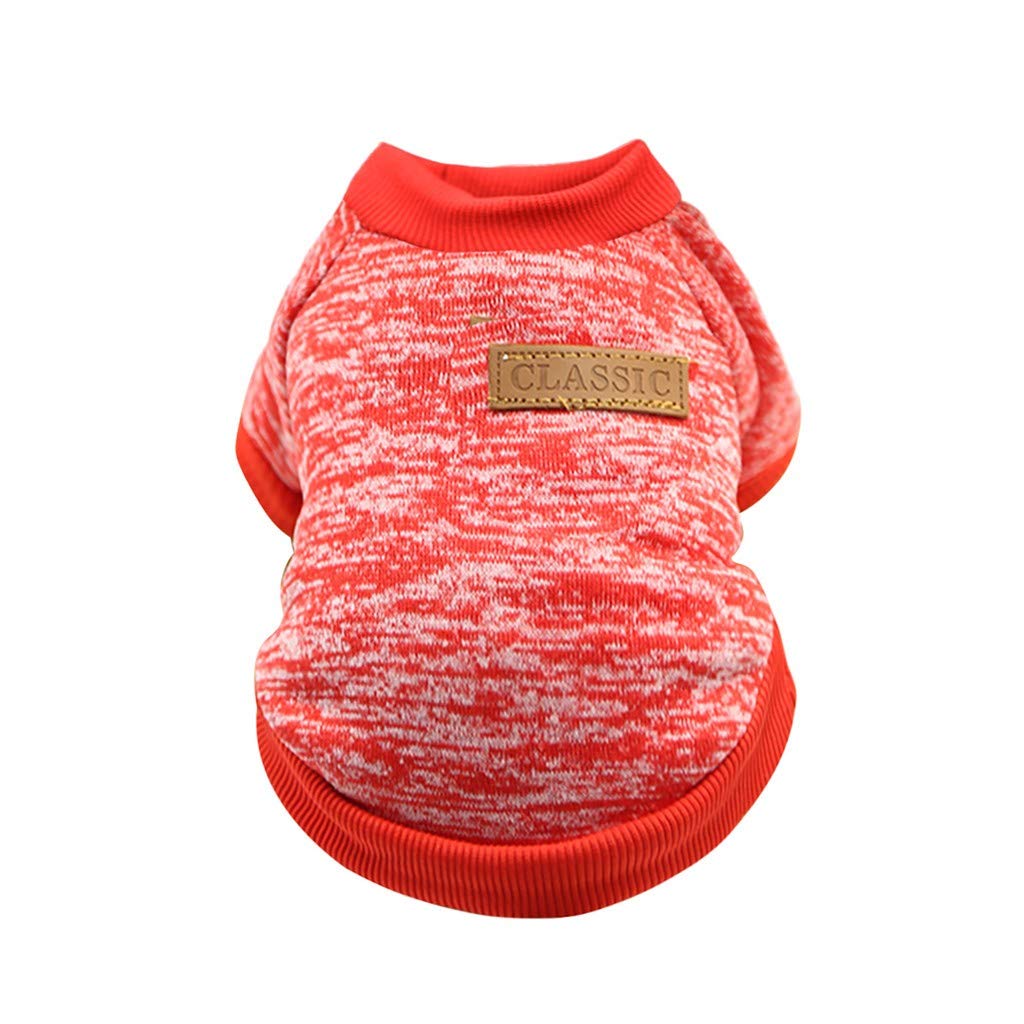 Pet Dog-Puppy Classic Sweater Sweatshirt Clothes Warm Jumper Winter Pet Clothes Hangers (Red, XXL)
