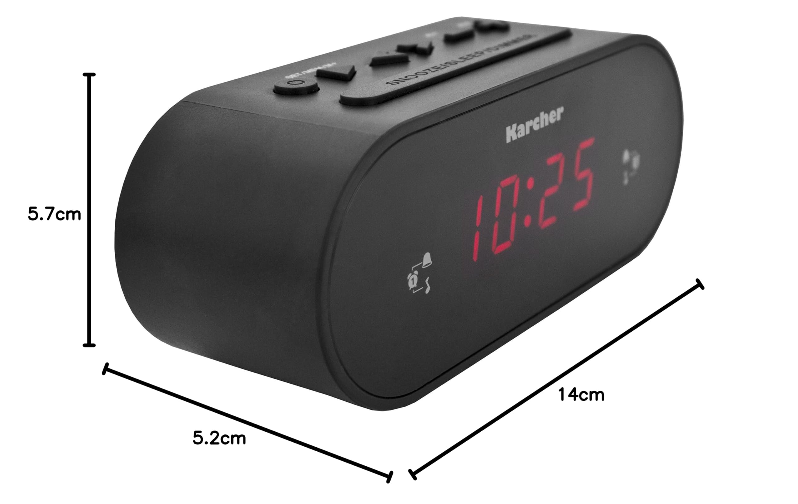 Karcher UR 1030 radio do zegarka (radio PLL, wyświetlacz z możliwością ściemniania, podwójny alarm) czarny, standardowy