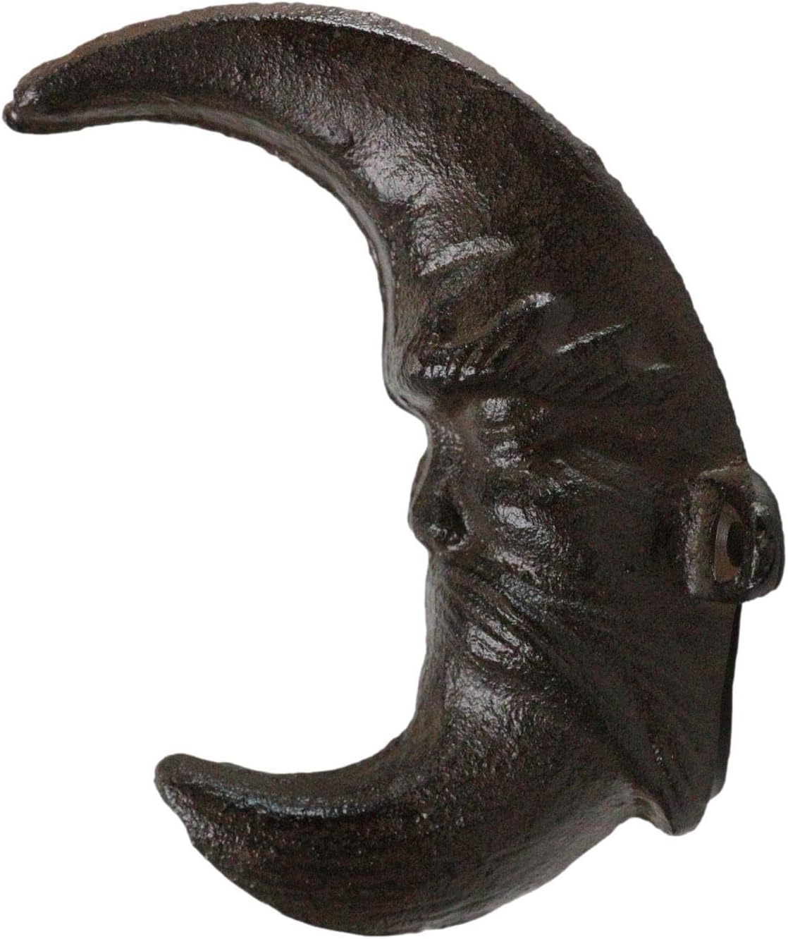 Ebros Gift Rustic Cast Iron Rust Antiqued Celestial Heavens Half Crescent Moon Wall Hook Hangers Organizer Leash Coat Hat Keys Moons Decor Plaque (1)
