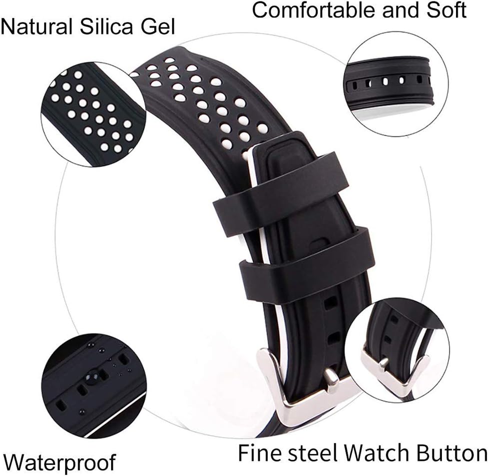 Quick Release Silicone Watch Bands Divers Model Replacement Rubber Watch Strap 20mm 22mm 24mm 26mm Waterproof dot Bicolor Silver Buckle for Men and Women Sport (24mm, White) - Image 4