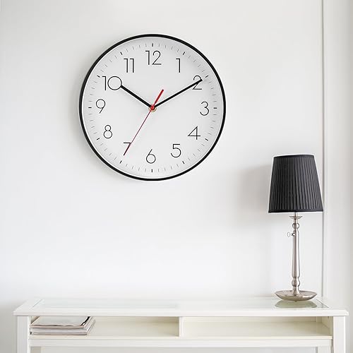 Miniatura 6 de Reloj de pared, moderno reloj de pared silencioso de 10 pulgadas, funciona con pilas, diseño simple, decorativo para sala de estar, oficina,