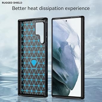 CoverON Designed for Samsung Galaxy S23 Ultra Case Slim, Minimal Thin TPU Rubber Flexible Skin Cover Shockproof Protective Silicone Sleeve Fit Galaxy S23 Ultra Phone Case - Black Carbon Fiber