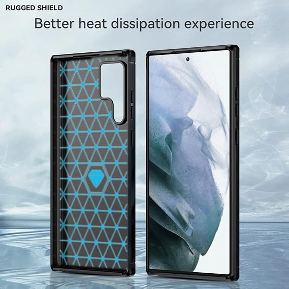 CoverON Designed for Samsung Galaxy S23 Ultra Case Slim, Minimal Thin TPU Rubber Flexible Skin Cover Shockproof Protective Silicone Sleeve Fit Galaxy S23 Ultra Phone Case - Black Carbon Fiber