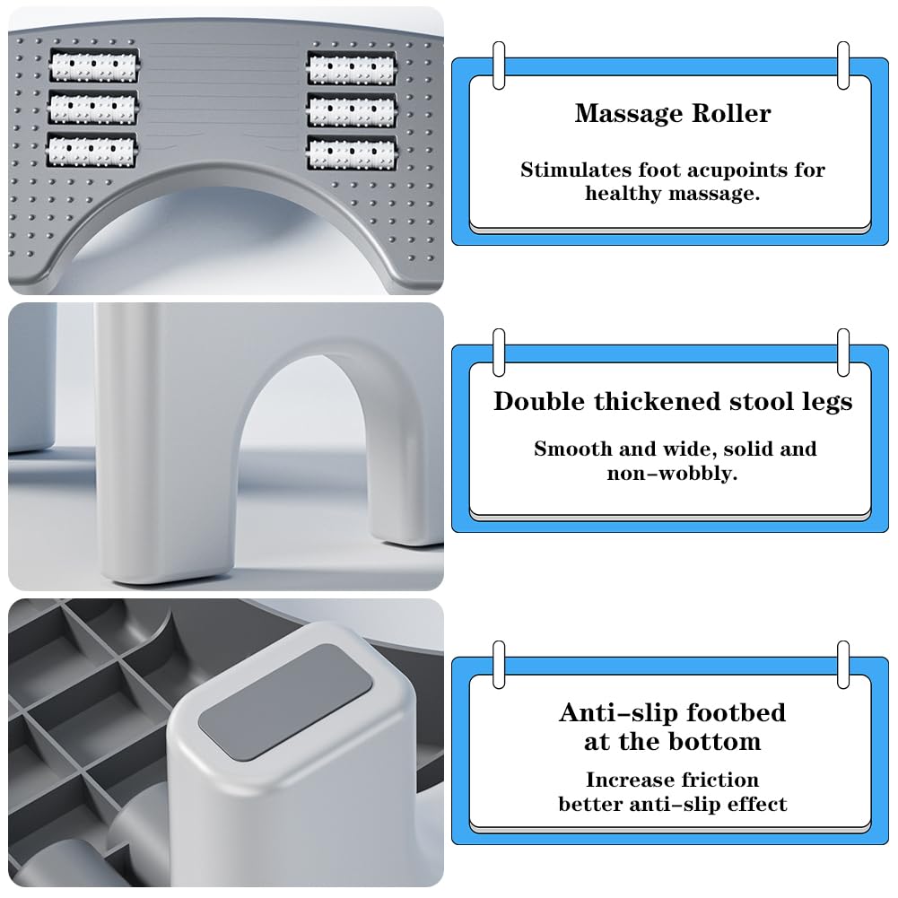 Toilettenhocker Ergonomie Toilettenhocker Erwachsene rutschfest Wissenschaftliche Darmberuhigende Höhe Verhindert Hämorrhoiden,Verstopfung, Blähungen usw. (Grau)
