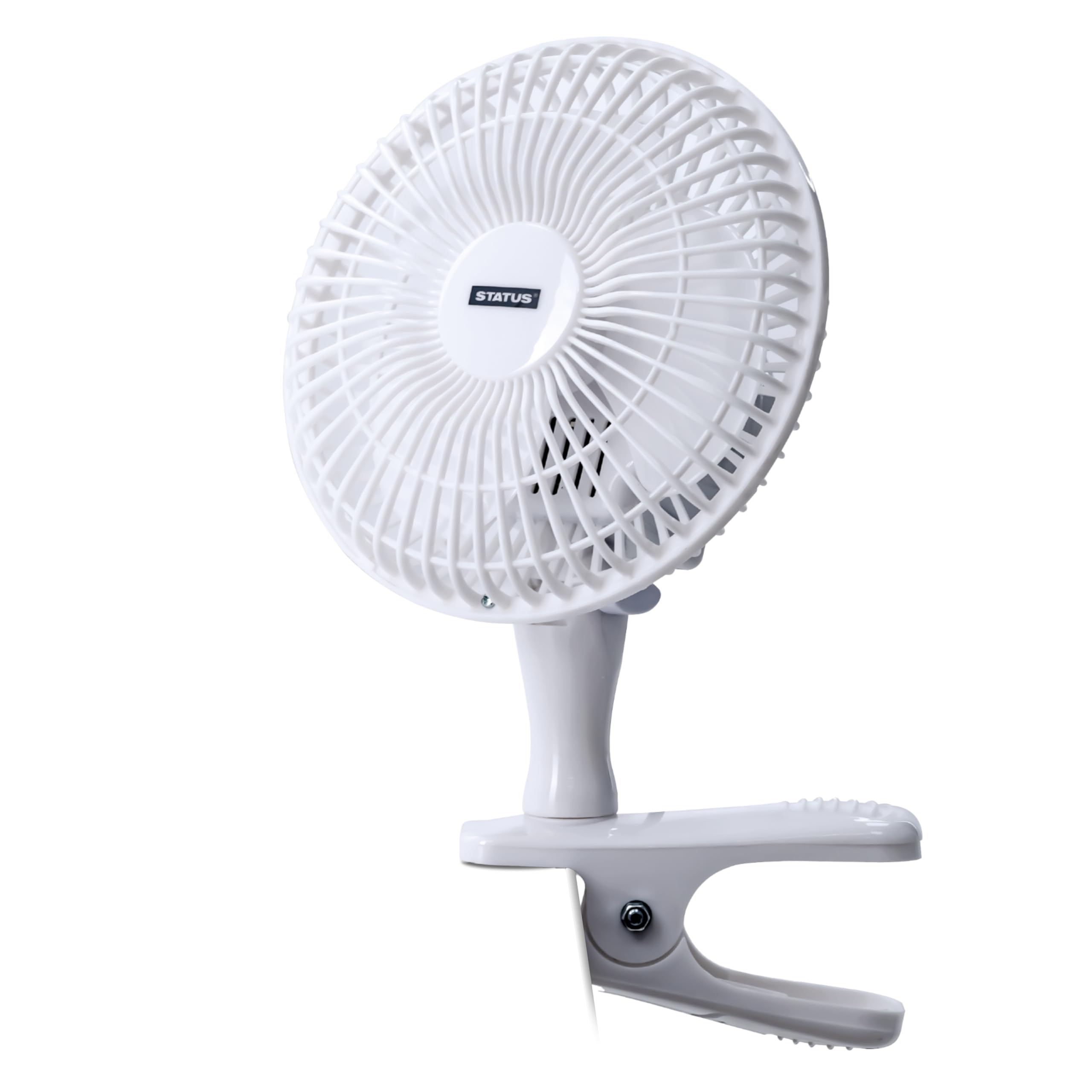 Status 6 Inch Clip On Fan, Portable Mini Desk Cooling Fan for Home Office Bedside Gym Kitchen, 2 Speed Settings, Adjustable Tilt Head, White, (S6CLIPFAN1PKB)