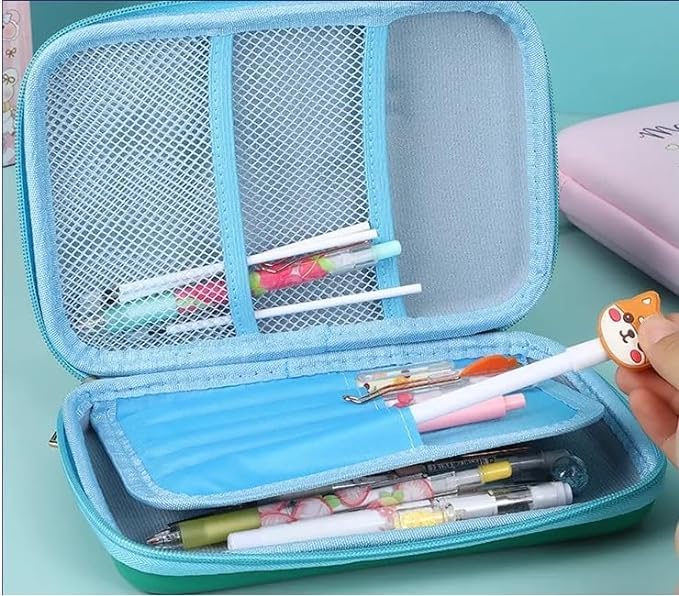Image of Magical Unicorn Theme 3D EVA Hardtop Pencil Case with Compartments - Kids Large Capacity School Supply Organizer Students Stationery Box - Girls Boys Pen Pouch (Big Unicorn Pink)