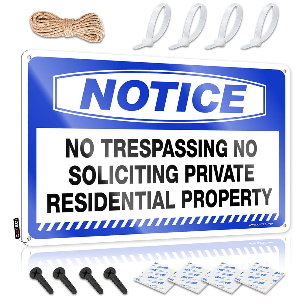 Garage Signs For Men Vintage Notice No Trespassing No Soliciting Private Residential Property Tin Sign Funny Patio Signs Funny Garage Bar Signs(30X40CM)