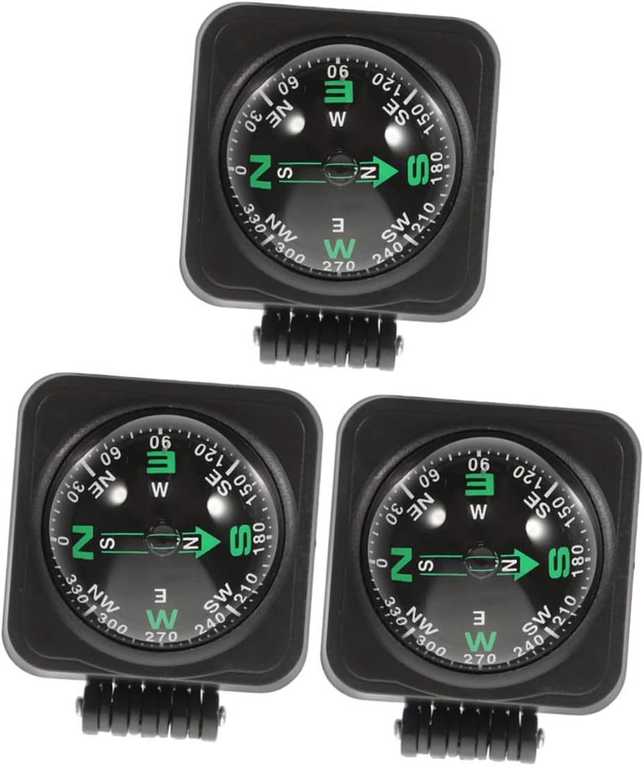 3pcs Adjustable Car Compass Dashboard Mount Ball Auto Compass for Vehicle Boat Motorcycle Navigation Outdoor Use