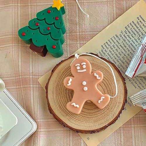 Miniatura 6 de TOPYS Paquete de 2 moldes de silicona 3D para velas, árbol de Navidad + molde de hombre de jengibre, molde de fondant de Navidad para hacer velas y