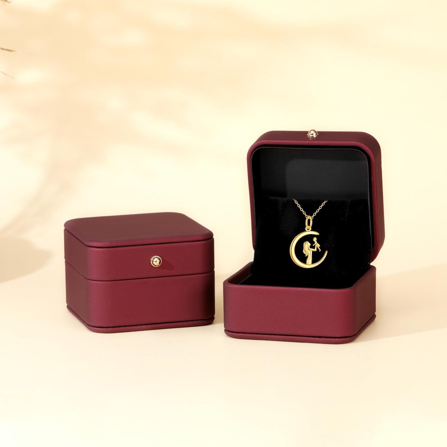 DOVRAN 14K Solid Gold Mother Necklace for Women Real Yellow Gold Mother Love Pendant Jewelry Mother's Day Gifts for Wife Mom Grandmother