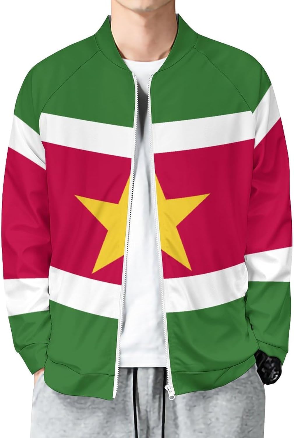 Fattyeery Mens Jacket Sierra Leone Flag Autumn Soft And Comfortable Loose Hip-Hop for Men Long-Sleeved Sweatershirt Coat