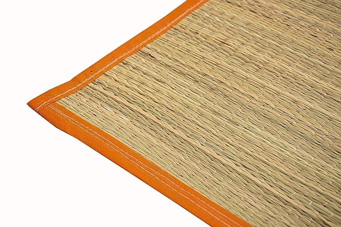Image of CRAFT OF INDIA Handmade Korai Pai Kusha Grass Pooja Aasan Sitting Floor Mats (Green, 1.5X2 ft (2pcs Combo))