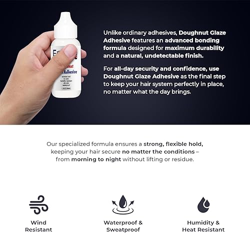 Miniatura 7 de Doughnut Glaze - Adhesivo de encaje, sujeción extrema, resistente al sudor y al agua, pegamento para el cabello de secado rápido para pelucas,