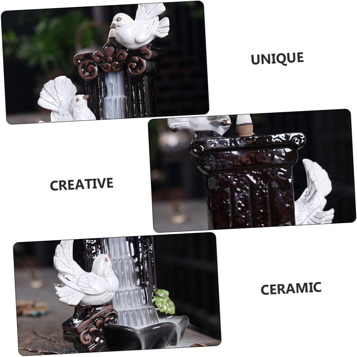 Cabilock Ceramic Incense Holder Pigeon Figurine Indoor Censer Decoration Tranquil Workspace Aroma Burner Table Ornament