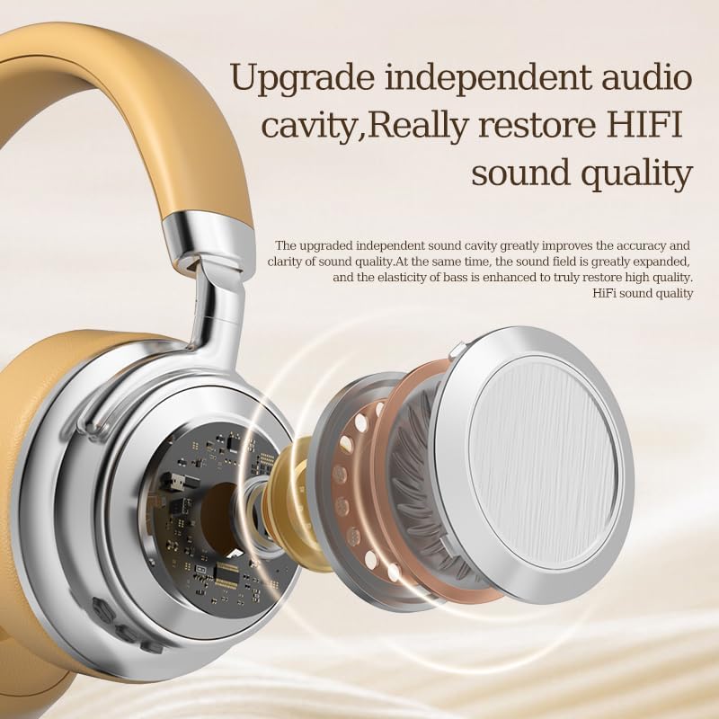 Vintage Metal Over-Ear Bluetooth Headphones, 38H Battery, Type-C Fast Charging, HiFi, Bluetooth 5.4, for Sports, Business, Music (Silver Brown) - Image 6