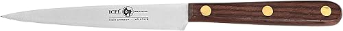Cuchillo de pelar recto de 4 pulgadas, mango de palisandro marrón, hoja de espiga completa. por ICEL disponible en Yaxa Colombia