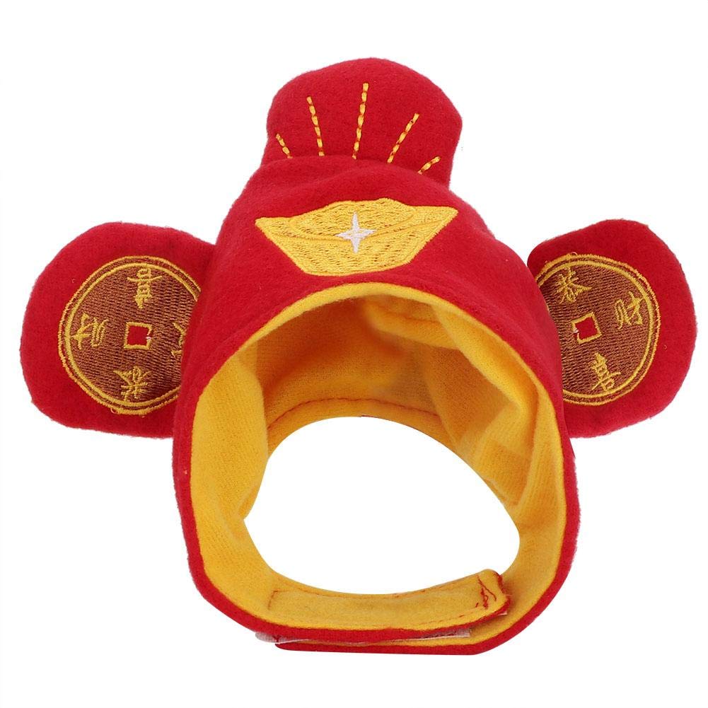 Bicaquu Cute Pet Cat Headwear Chinese Copper Cash Pattern Decoration Hats Fortuna hat