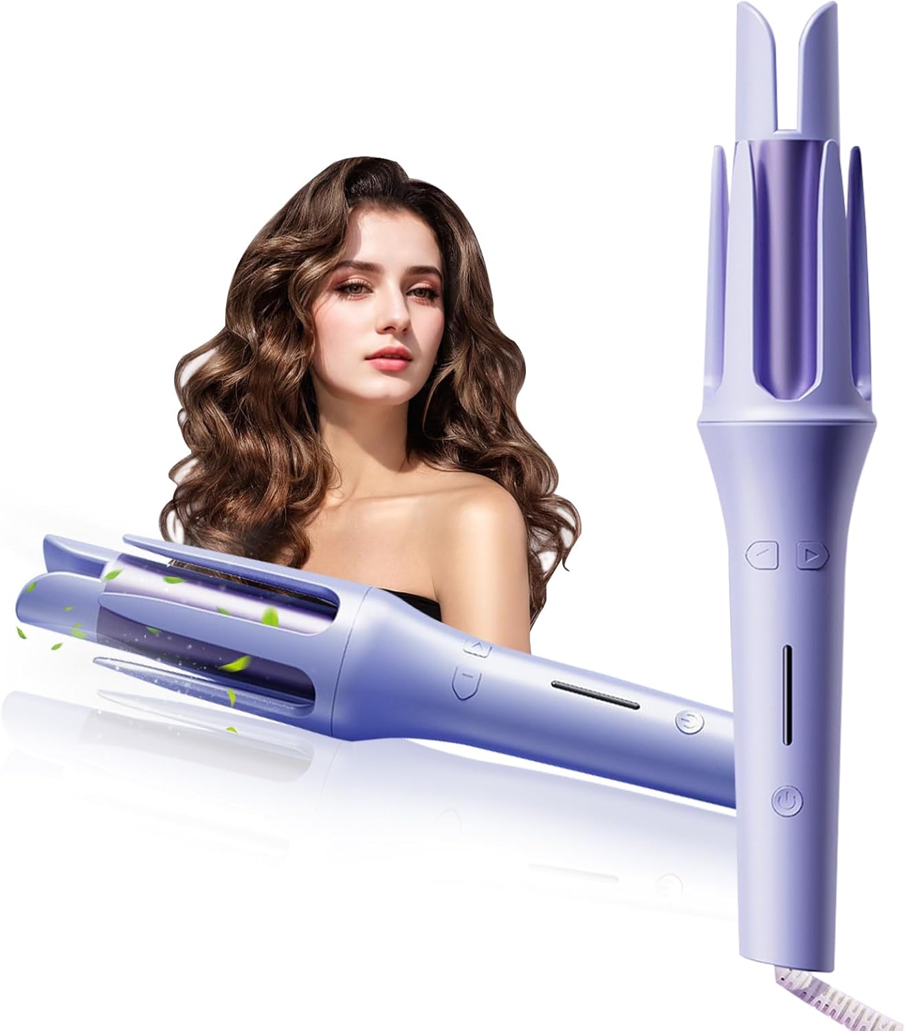 Velasko Self Curling Hair Curler, Extended Barrel 32mm Anion Rotating Curling Iron, Electric Portable Hair Curler for Long Hair Women Quick Modeling, Purple